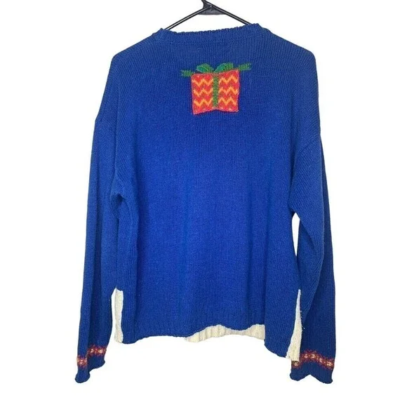 Vintage 90s Christmas Sweater Santa Clause Embroidered Northern Isles Size L - Picture 2 of 12